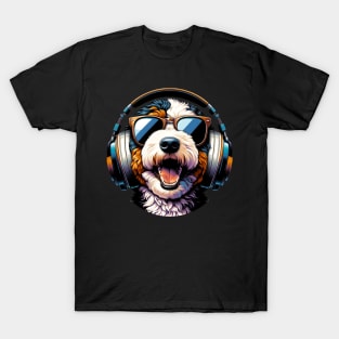 Mini Bernedoodle Smiling DJ in Japanese Art Style T-Shirt